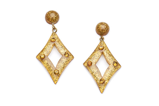 Jewelled Gold Glitter Earrings