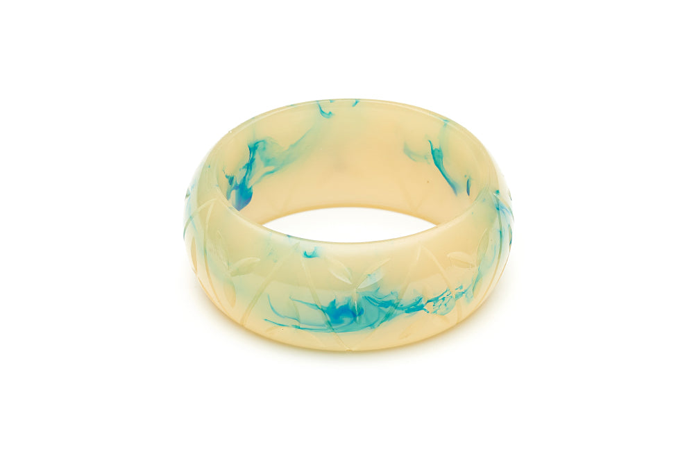 Wide Teal Crème Fakelite Bangle