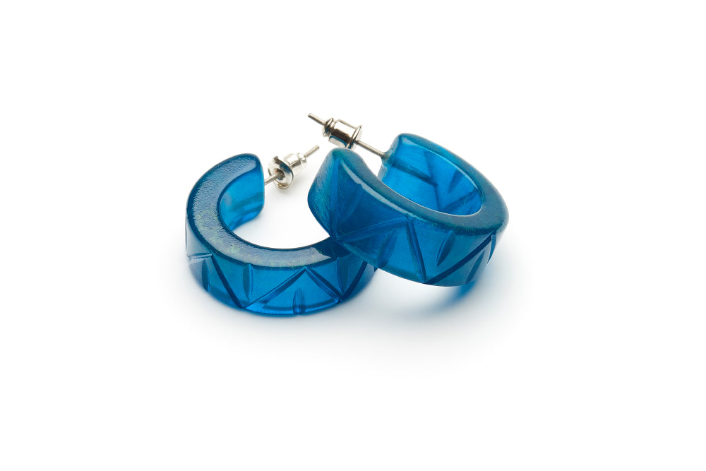 Golden Teal Fakelite Earrings
