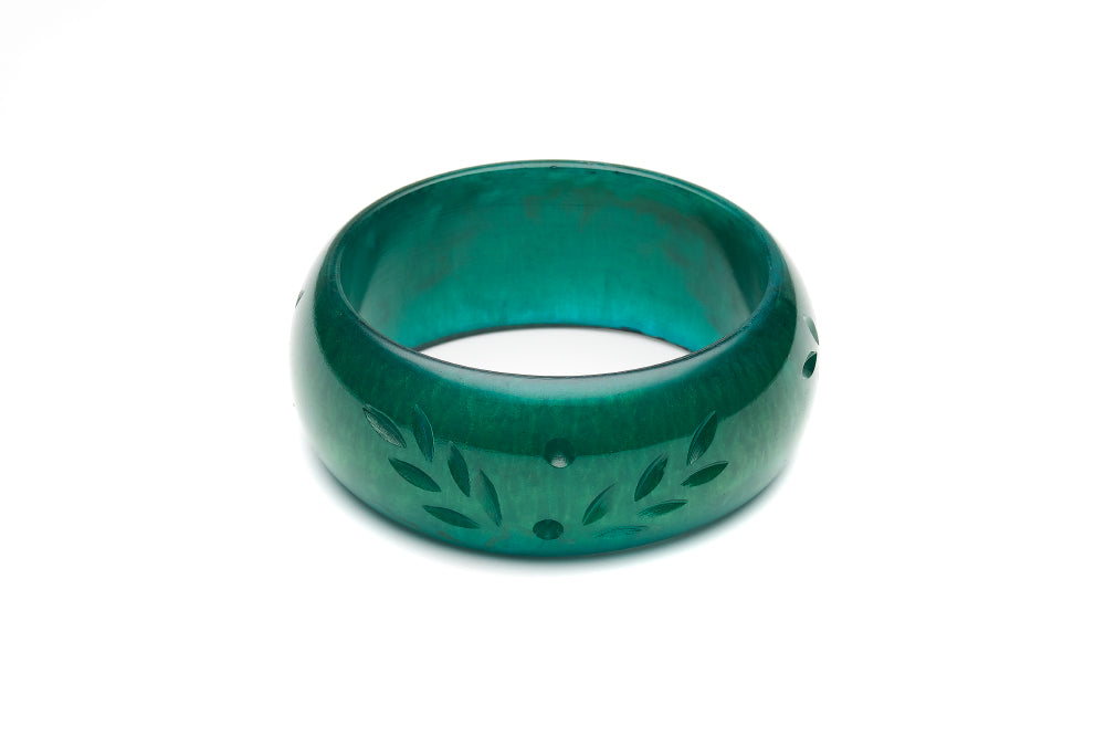 Wide Golden Moss Fakelite Bangle