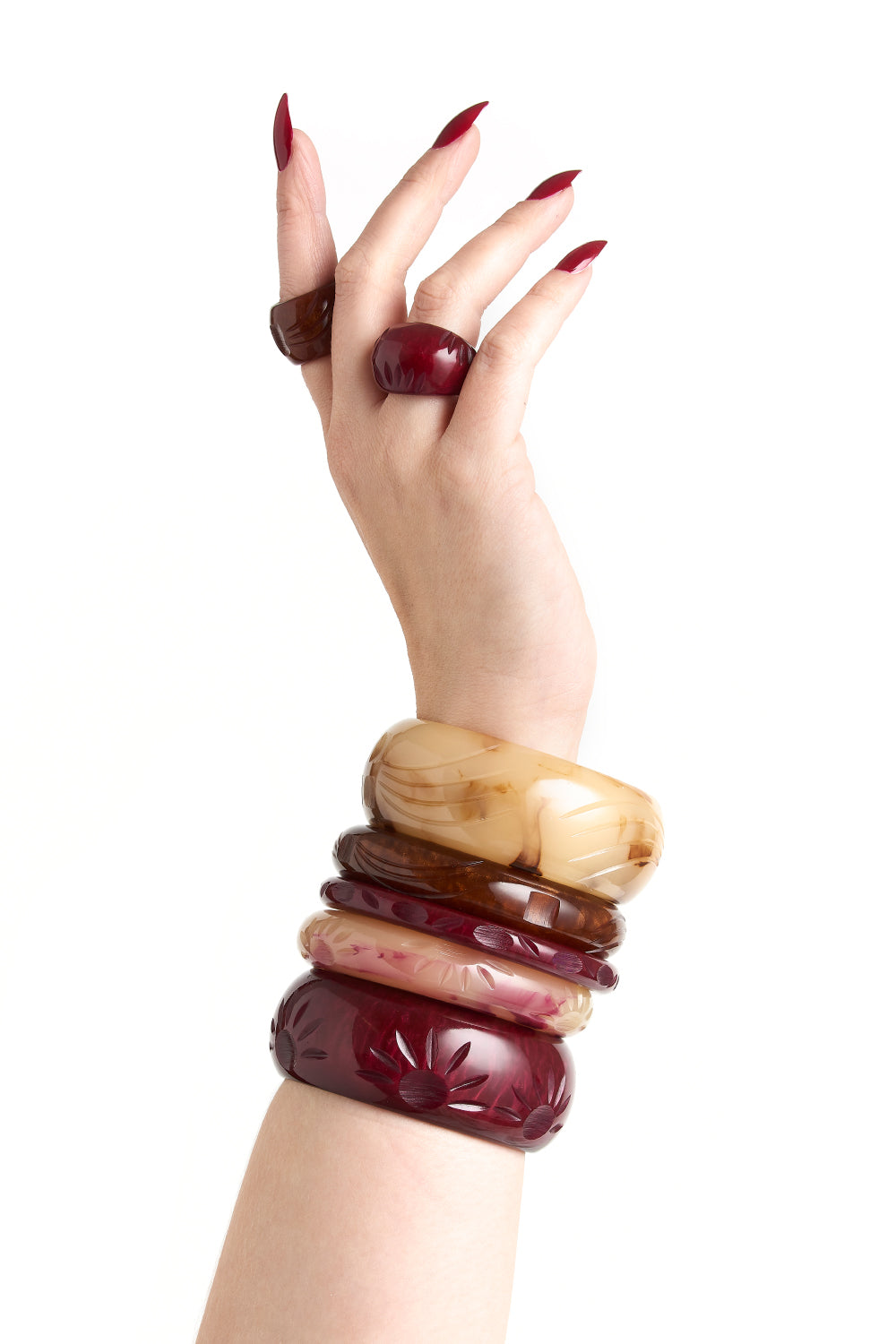 Wide Golden Burgundy Fakelite Duchess Bangle