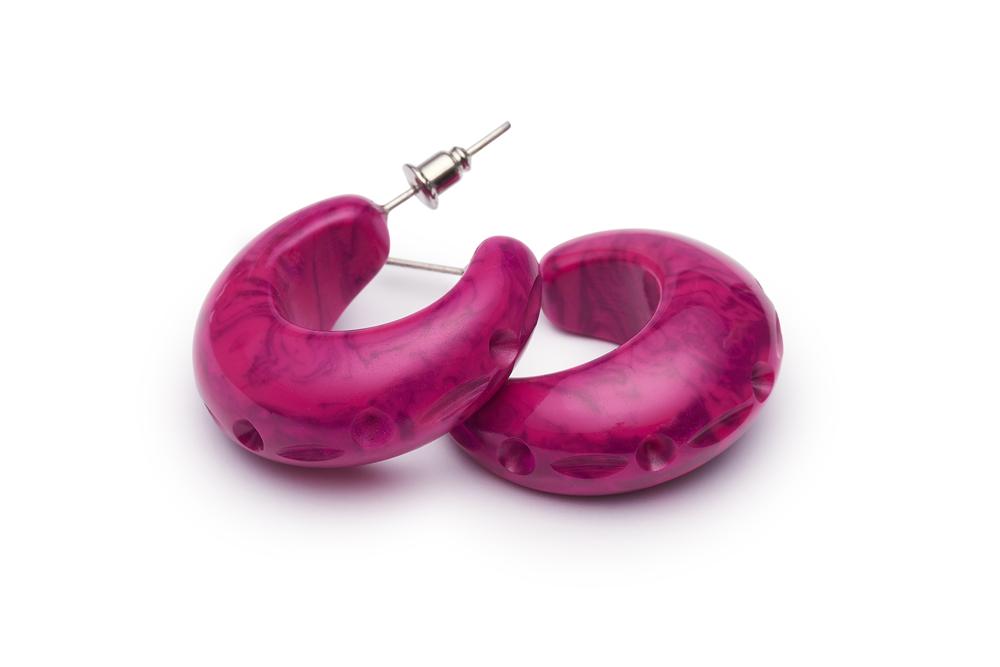 Small Berry Fakelite Hoop Earrings