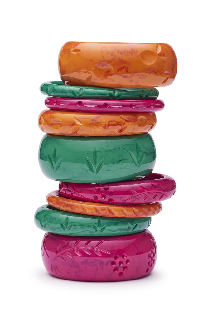 Narrow Malachite Fakelite Bangle