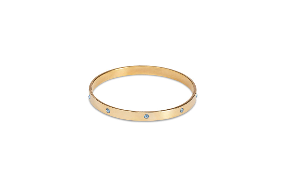 Gold Bangle with Baby Blue Diamantes
