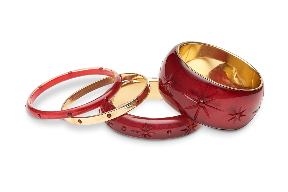 Gold Bangle With Ruby Diamantes