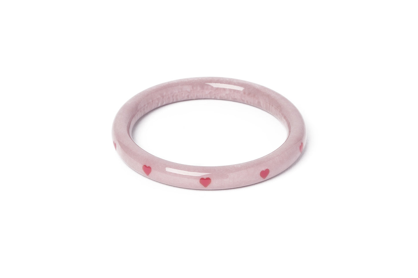 Splendette vintage inspired 1950s Valentines style pastel purple Narrow Poppet Heart Bangle
