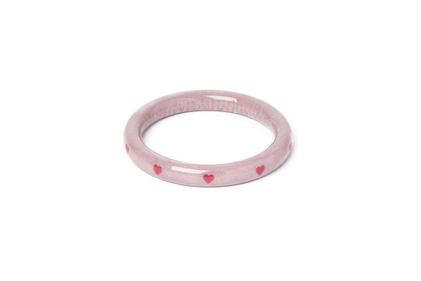 Splendette vintage inspired 1950s Valentines style pastel purple smaller size Narrow Poppet Heart Maiden Bangle