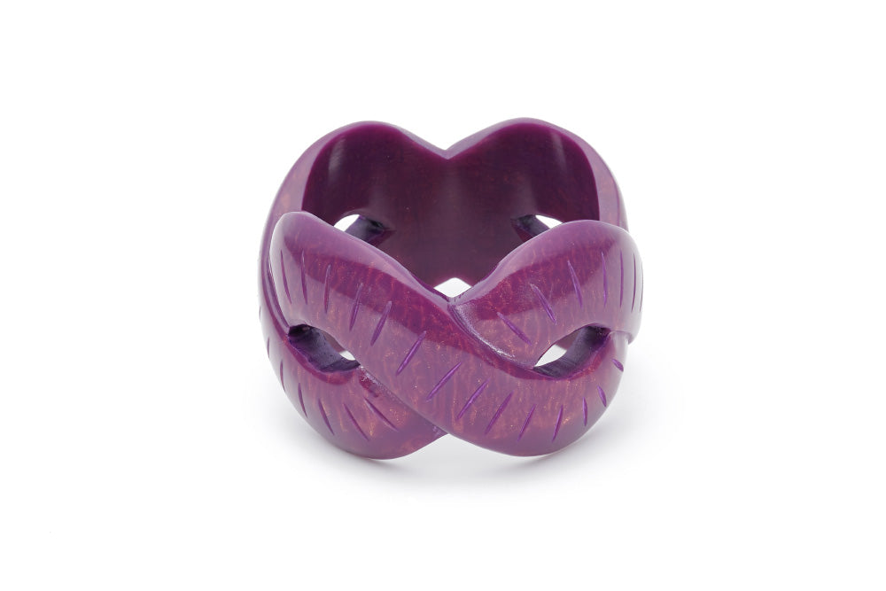Splendette vintage inspired 1940s style carved purple Chunky Golden Plum Fakelite Bangle in *size* size