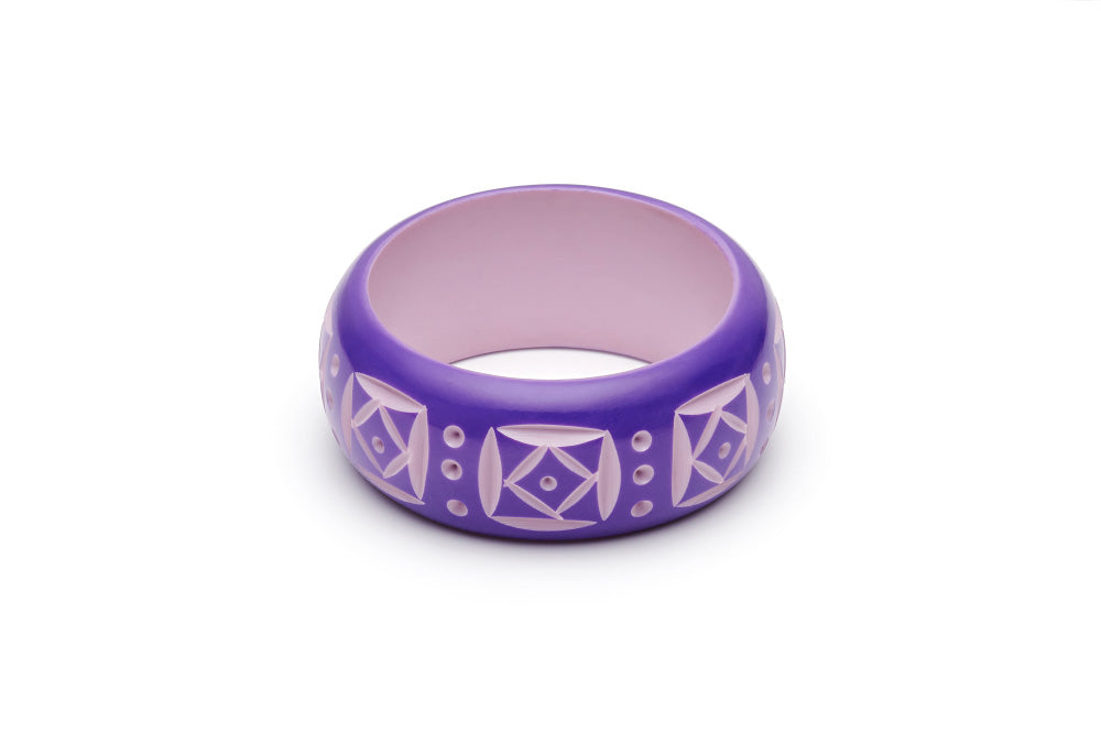 Wide Violet Carved Maiden Bangle