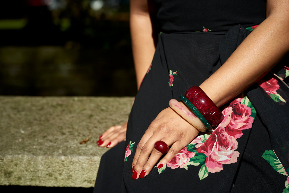 Golden Burgundy Fakelite Maiden Bangle