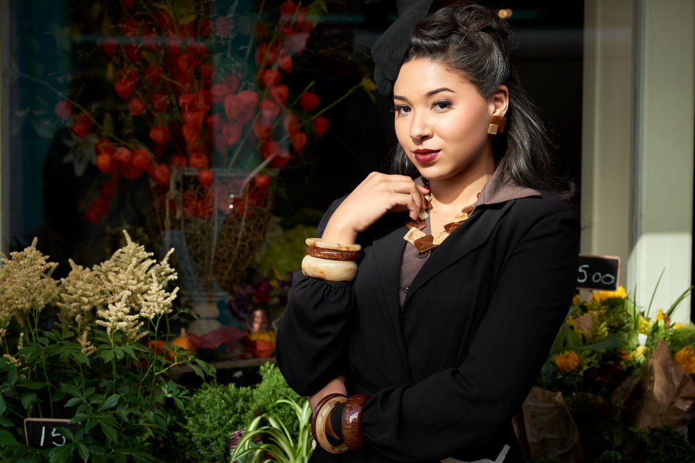 Wide Golden Chocolate Fakelite Duchess Bangle