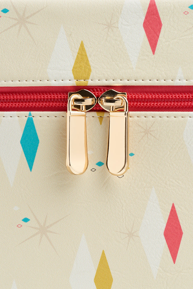 Travel jewellery box in atomic diamonds design zip detail