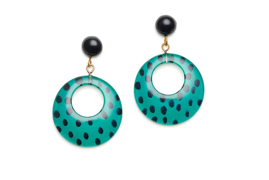 Jade Leopard Drop Hoop Earrings