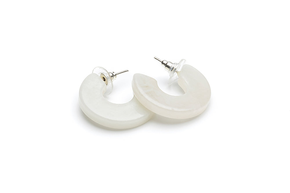 Vintage Style Hoop Earrings in Cloud Grey Fakelite