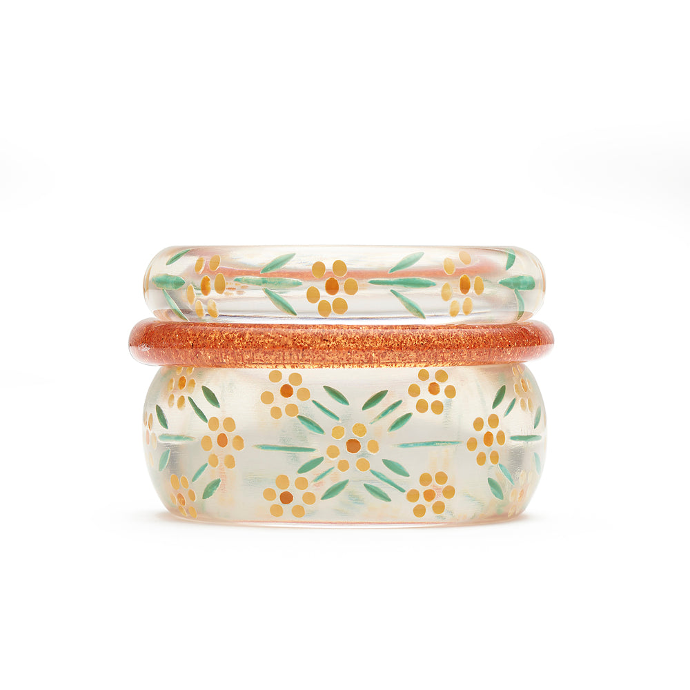 Narrow Pale Orange Diamante Bangle