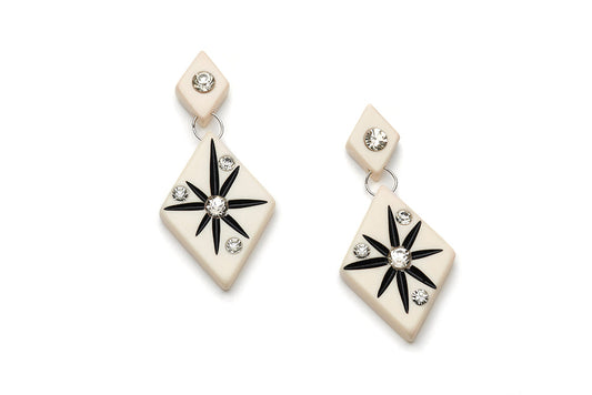 Ivory Carved Starburst Drop Earrings