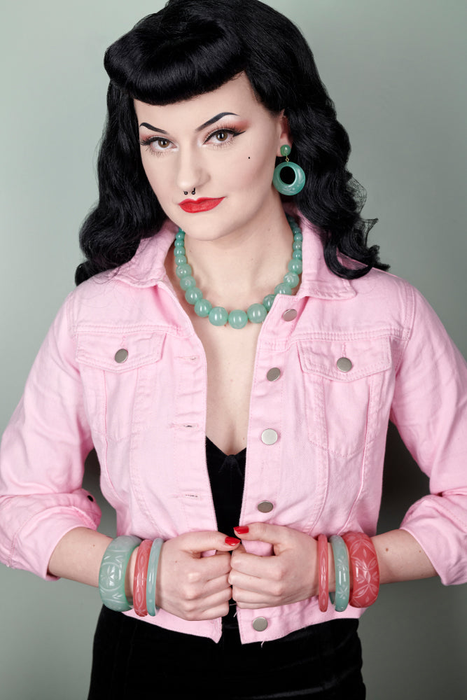 Mint Sorbet Fakelite Drop Hoop Earrings