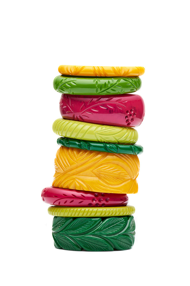 Midi Leaf Green Fakelite Bangle