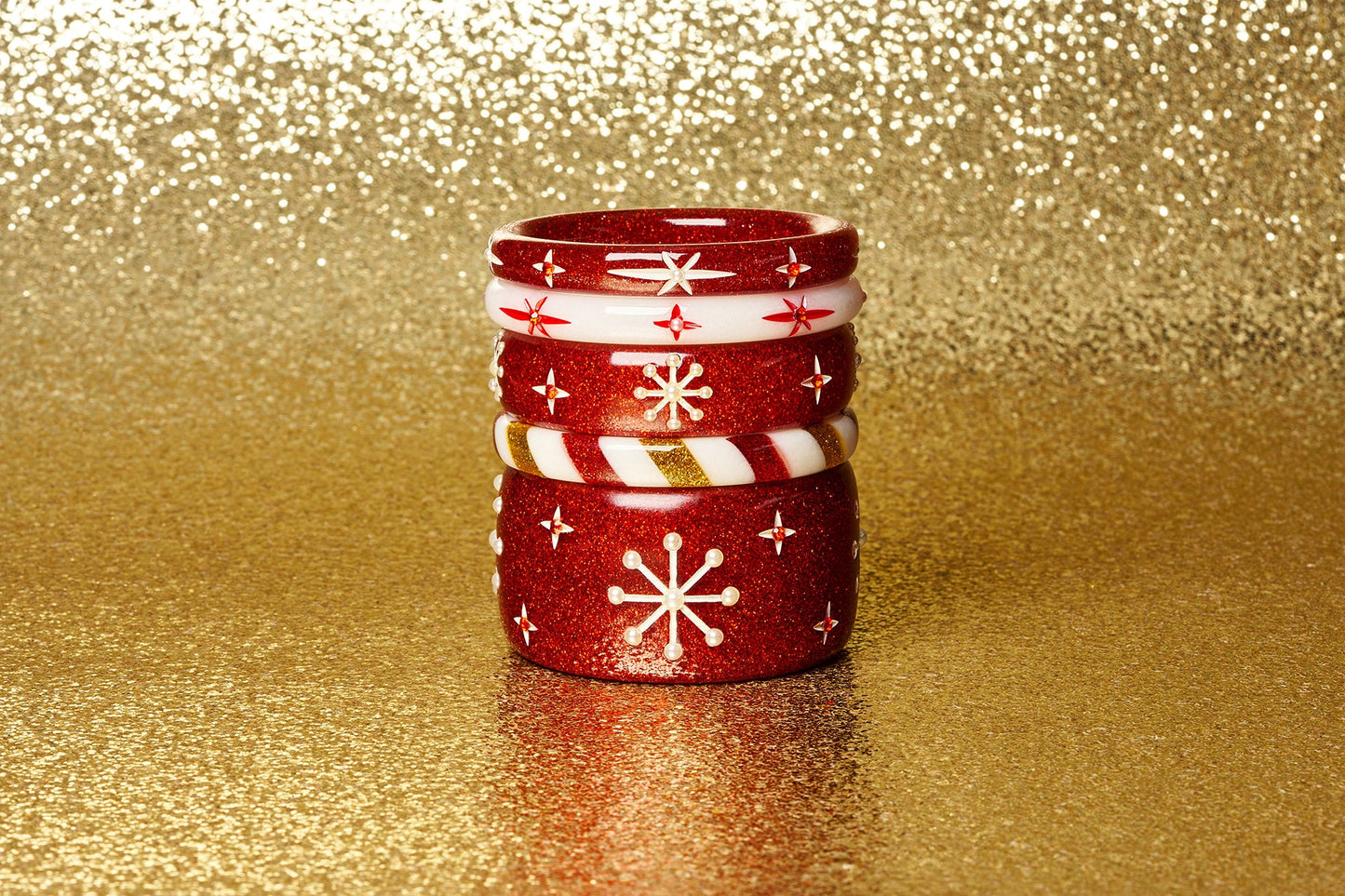 Midi Red Glitter Snowflake Bangle