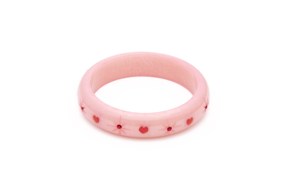 Splendette vintage inspired 1950s style Valentine's pink Midi Sweetheart Starburst Bangle in Classic size