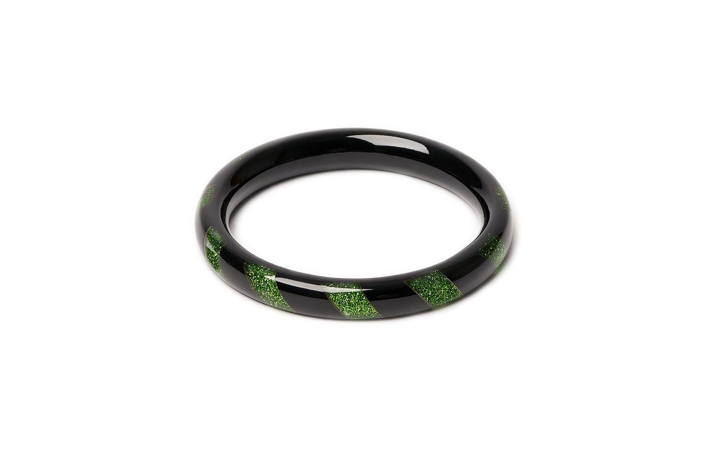 Narrow Green & Black Candy Cane Bangle