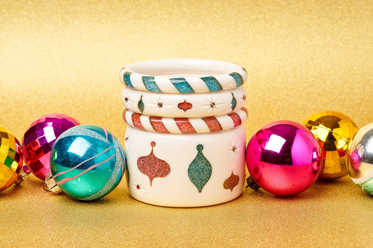 Turquoise and White Candy Stripe Hoops