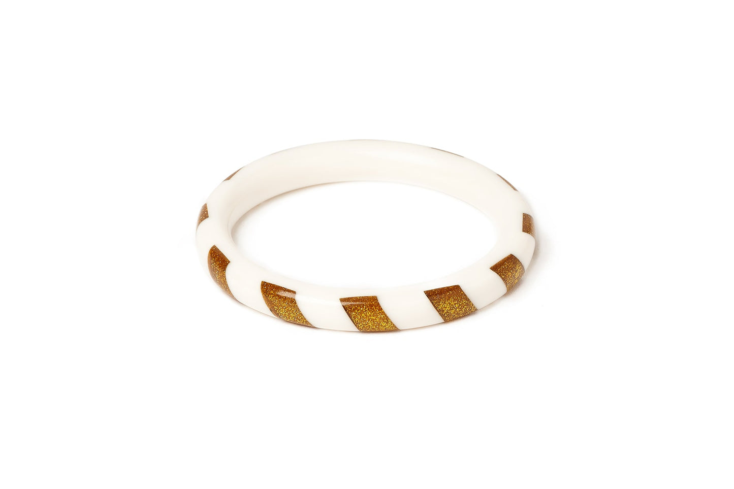 Gold and White Candy Stripe Bangle