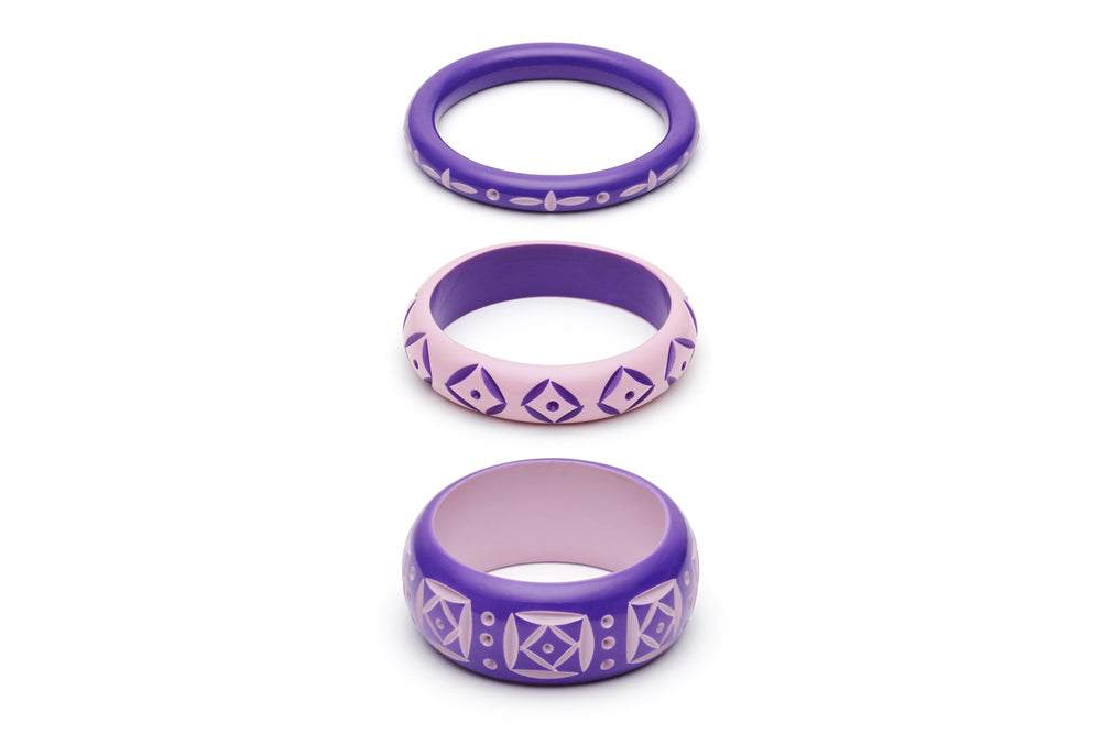 Violet and Clematis Set of 3 Maiden Bangles