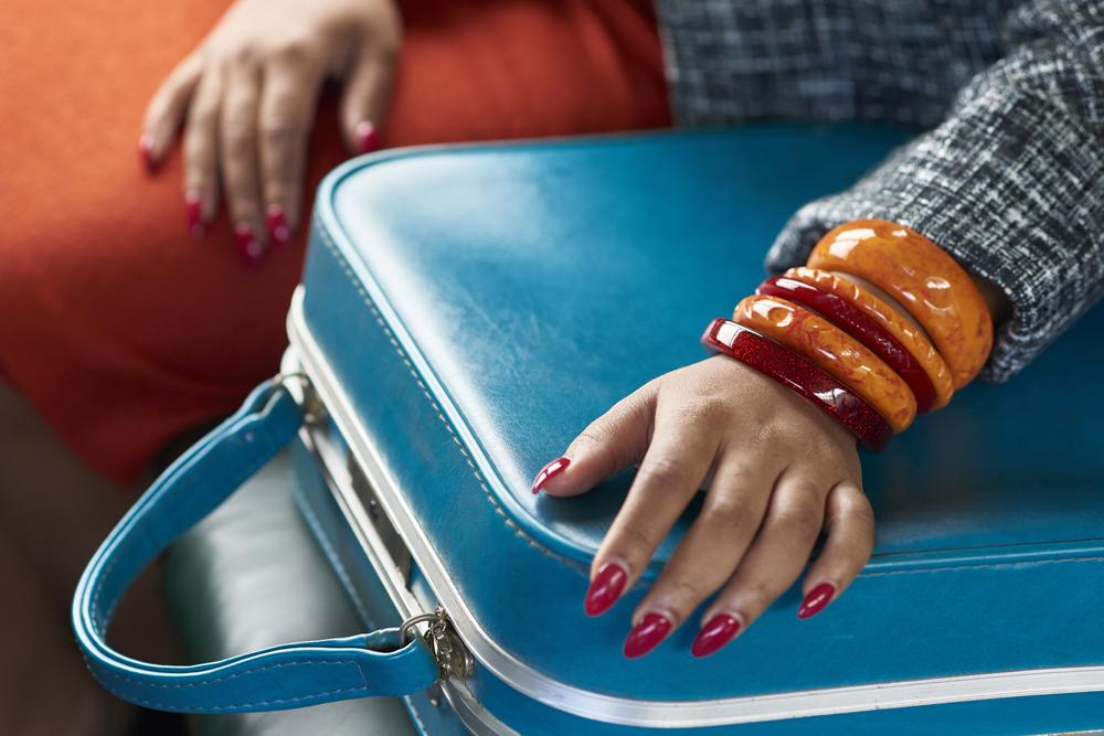Wide Blood Orange Fakelite Bangle