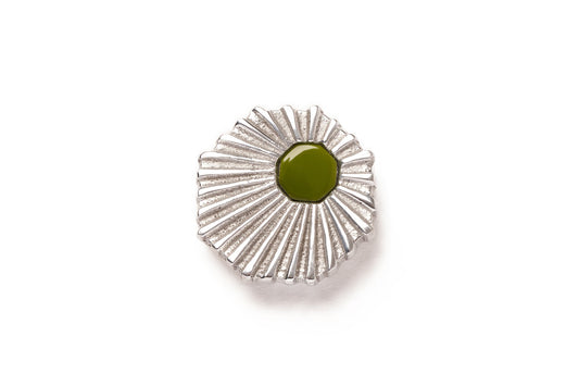 Splendette vintage inspired retro style green and silver Khaki Brooch