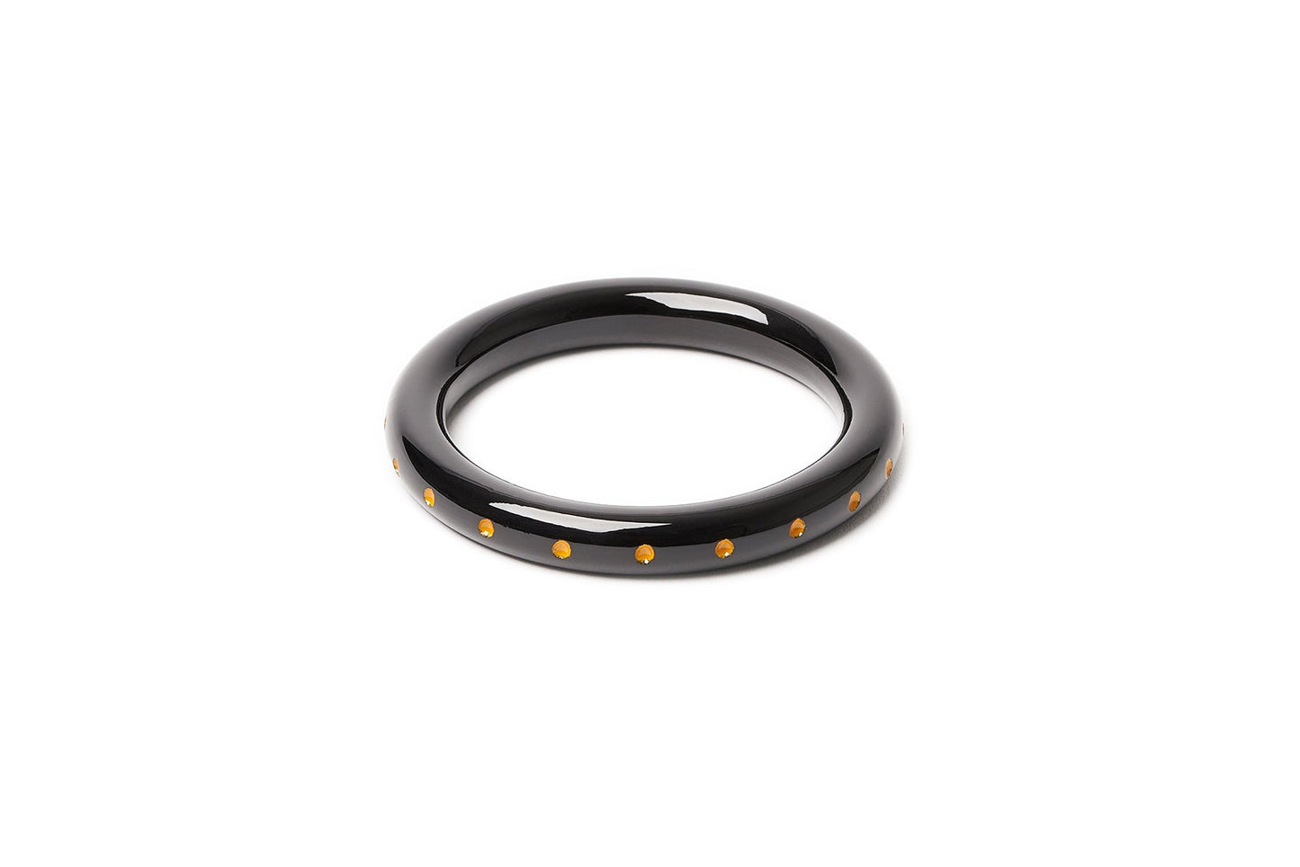 Splendette vintage inspired 1930s style carved yellow small size Narrow Black Sand Maiden Bangle