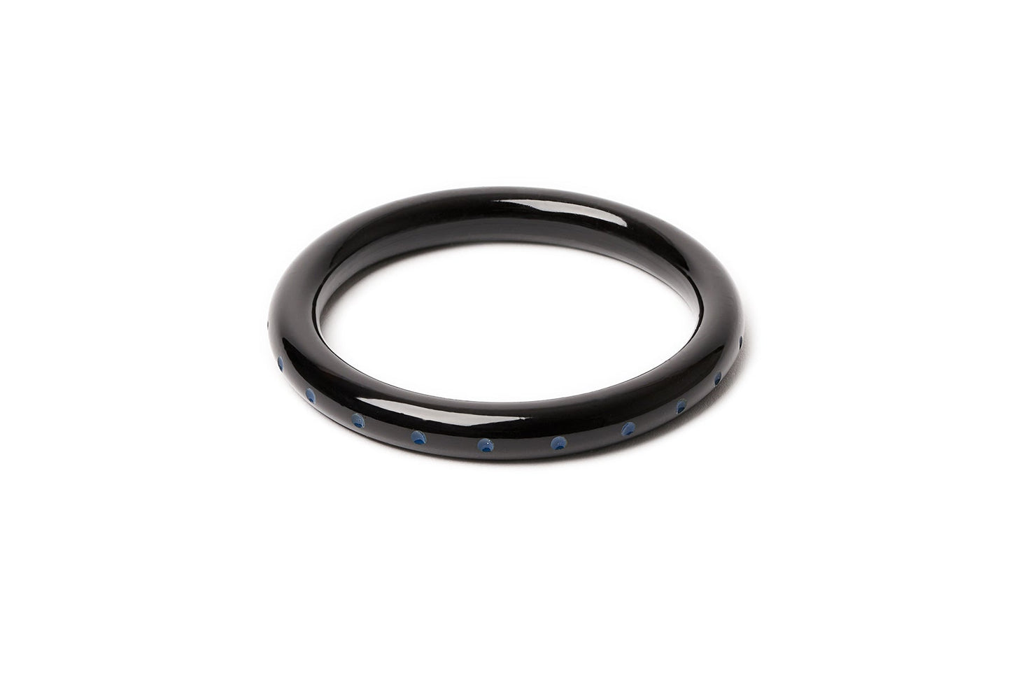 Splendette vintage inspired 1940s style carved fakelite Narrow Bristol Blue Bangle