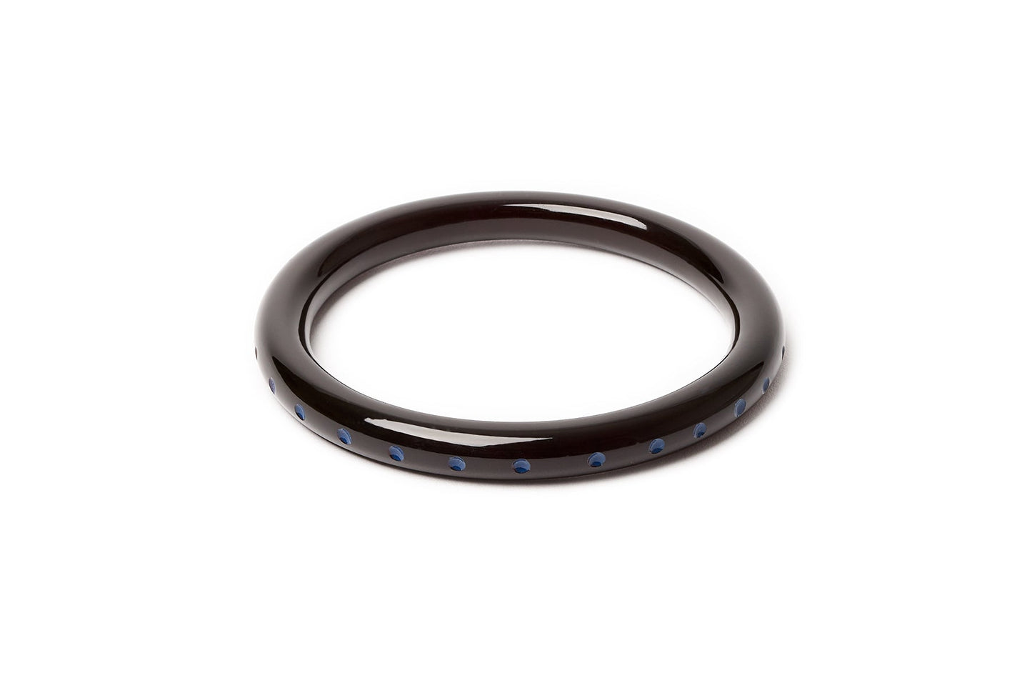 Splendette vintage inspired 1940s style carved fakelite large size Narrow Bristol Blue Duchess Bangle