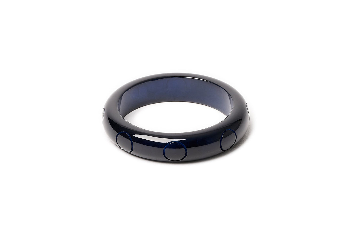Splendette vintage inspired 1940s style carved fakelite small size Midi Black Bristol Blue Maiden Bangle