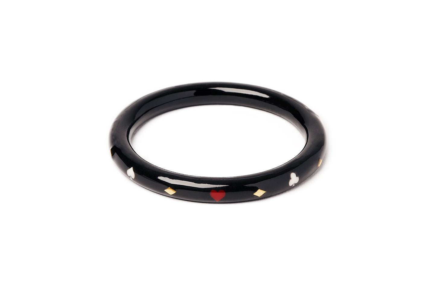 Splendette vintage inspired 1950s Las Vegas style larger size black Narrow Queen of Diamonds Duchess Bangle