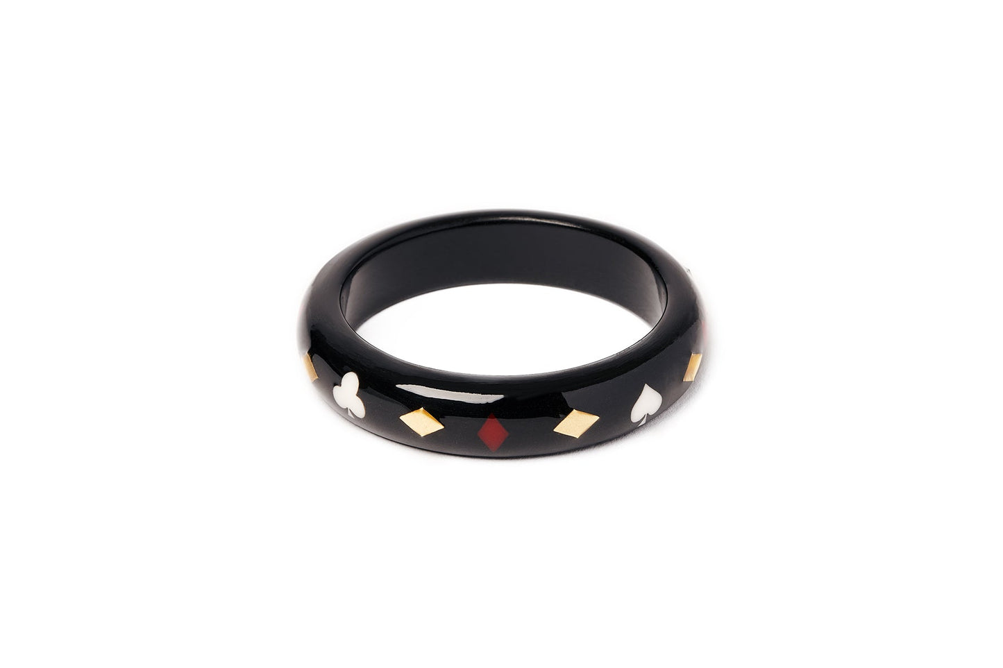 Splendette vintage inspired 1950s Las Vegas style smaller size black Midi Queen of Diamonds Maiden Bangle