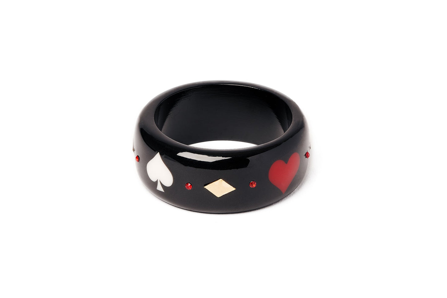 Splendette vintage inspired 1950s Las Vegas style black smaller size Wide Queen of Diamonds Maiden Bangle