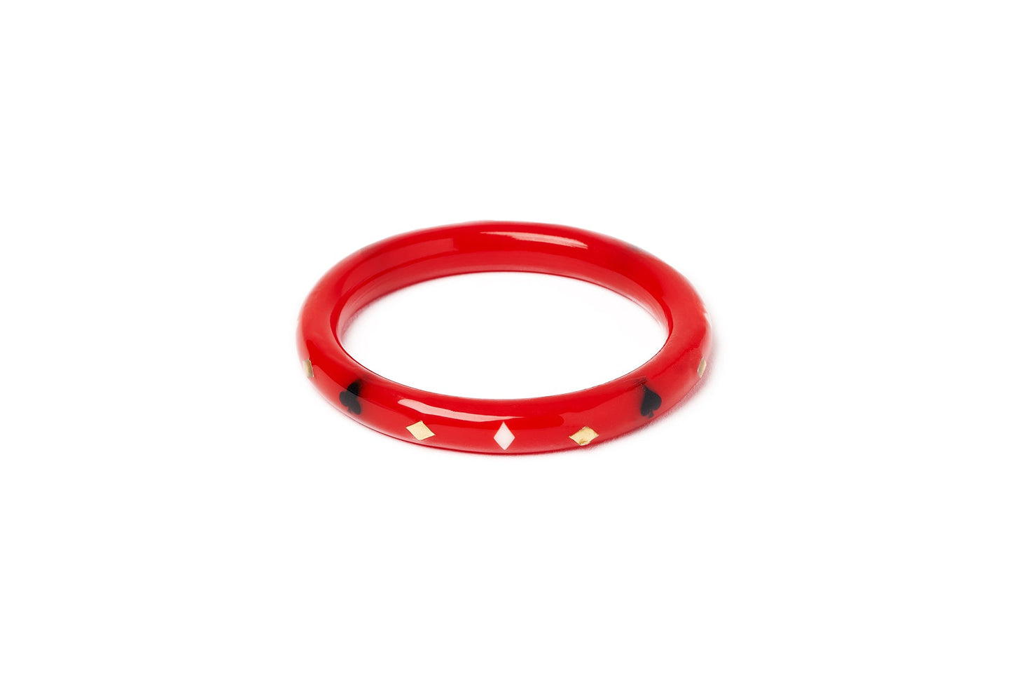 Splendette vintage inspired 1950s Las Vegas style smaller size red Narrow Wild Card Maiden Bangle