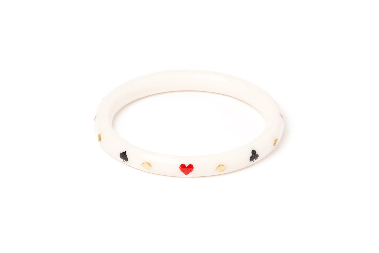 Splendette vintage inspired 1950s Las Vegas style larger size white Narrow Aces High Duchess Bangle