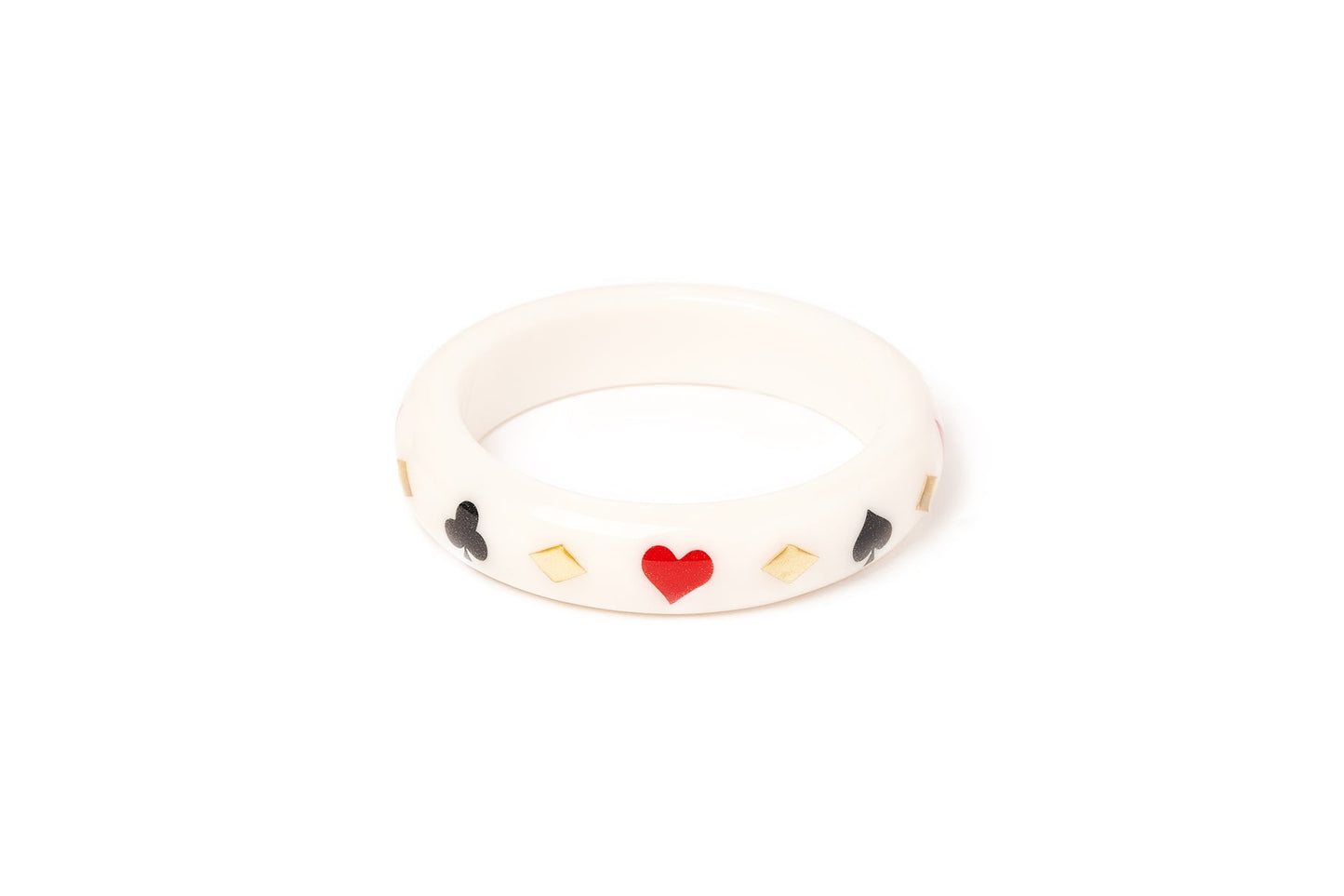 Splendette vintage inspired 1950s Las Vegas style smaller size white Midi Aces High Maiden Bangle