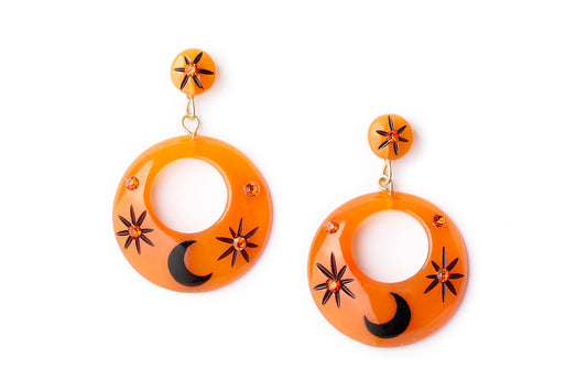 Harvest Moon Drop Hoop Earrings