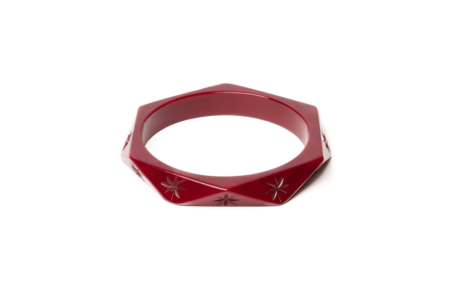 Splendette vintage inspired 1930s style deep pink purple fakelite Narrow Tayberry Bangle