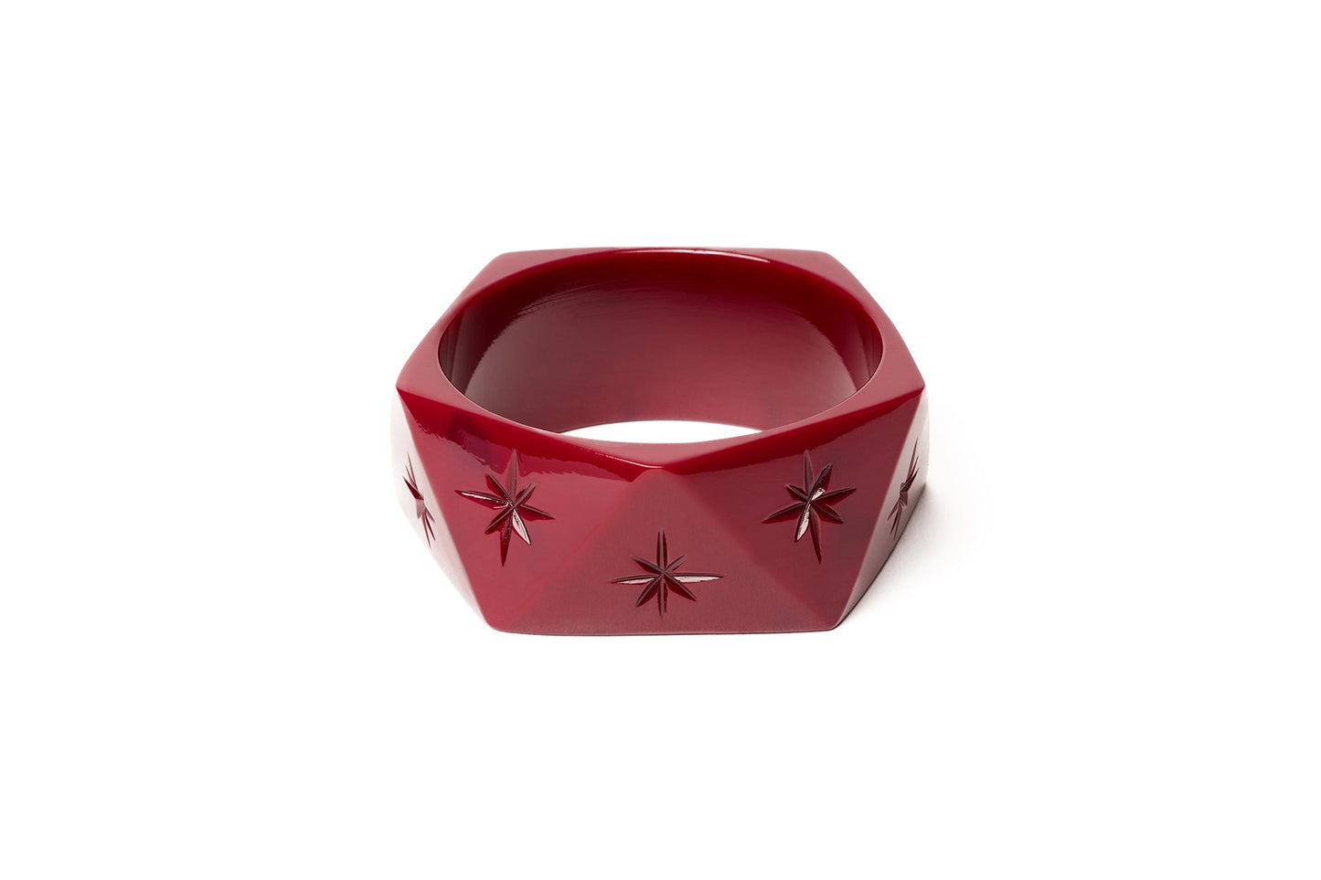 Splendette vintage inspired 1930s style deep pink purple fakelite Wide Tayberry Bangle