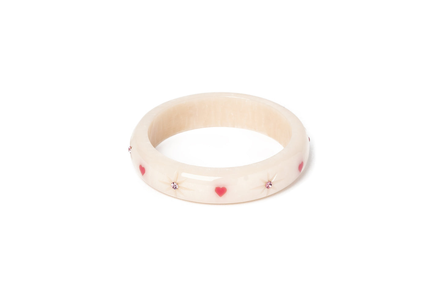 Splendette vintage inspired 1950s style cure carved white fakelite smaller size Midi Sugar Starburst Maiden Bangle