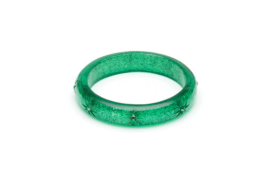 Midi Carved Emerald Glitter Bangle