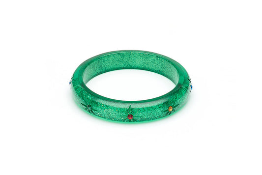 Midi Rainbow Jewel Carved Emerald Glitter Bangle