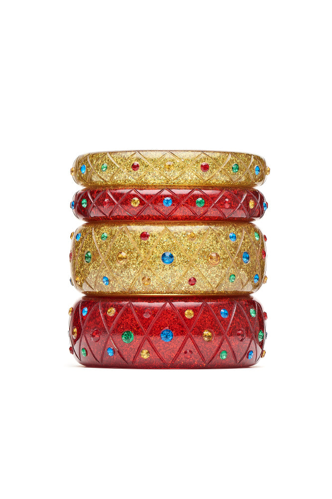 Midi Rainbow Jewel Carved Ruby Glitter Bangle