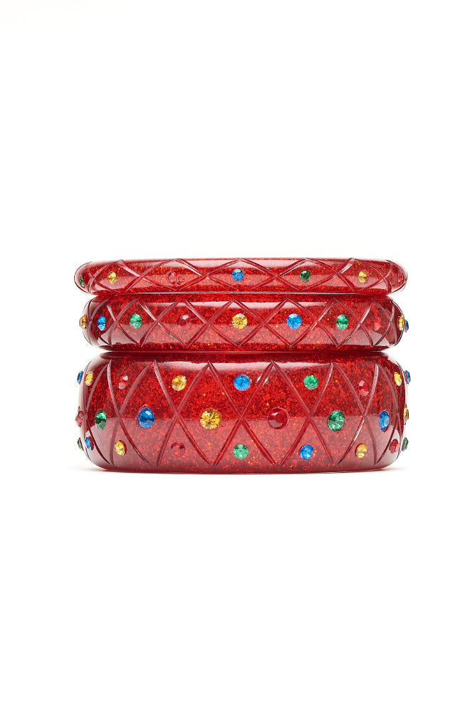 Midi Rainbow Jewel Carved Ruby Glitter Bangle