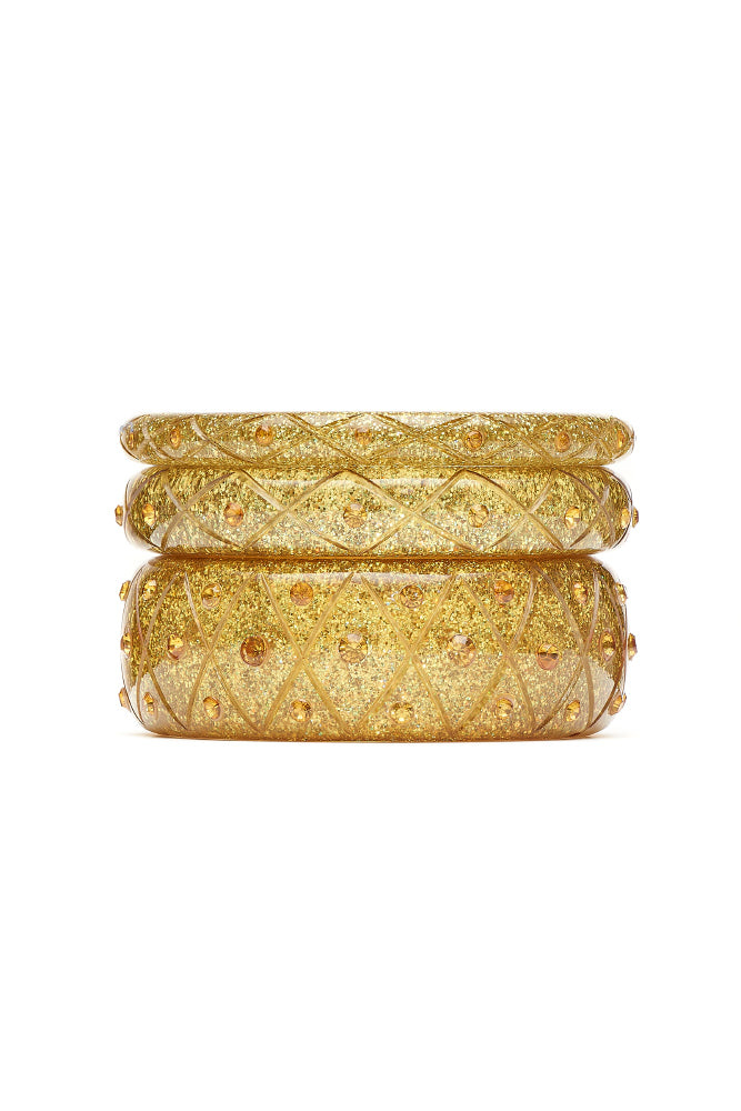 Midi Carved Gold Glitter Bangle