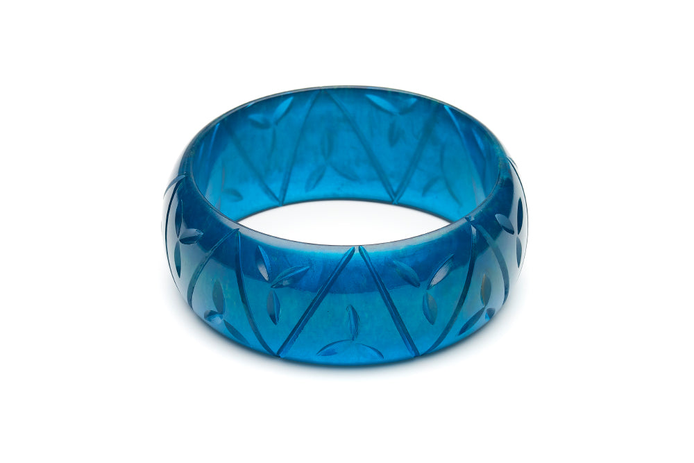 Wide Golden Teal Fakelite Duchess Bangle